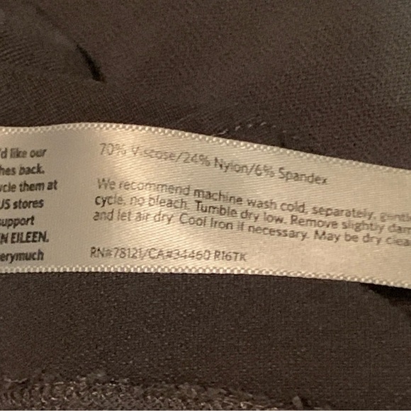 EILEEN FISHER crepe stretch Straight Leg Pants Elastic 32” W 26”inseam  M Gray - Picture 5 of 6